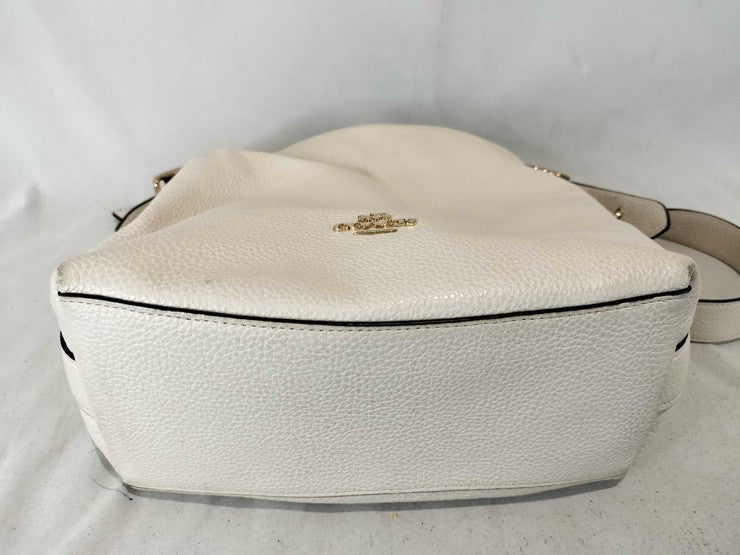 COACH コーチ ショルダーバッグ ヴァル ダッフル C2818 チョーク系 リファインド ペブル レザー レディース ゴールド金具 美品
