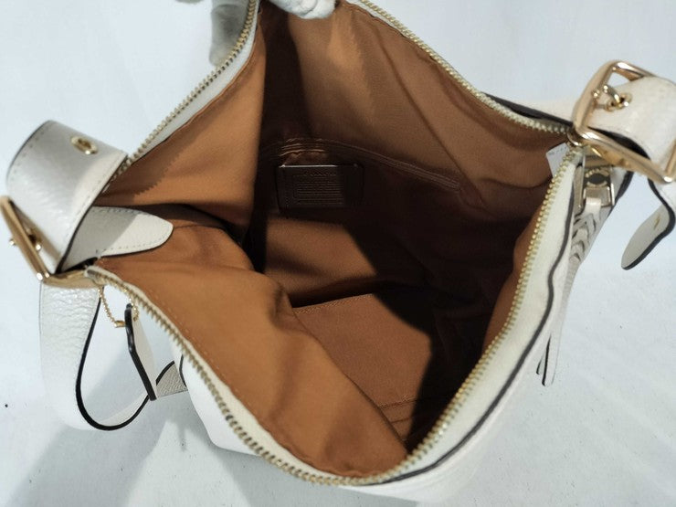COACH コーチ ショルダーバッグ ヴァル ダッフル C2818 チョーク系 リファインド ペブル レザー レディース ゴールド金具 美品