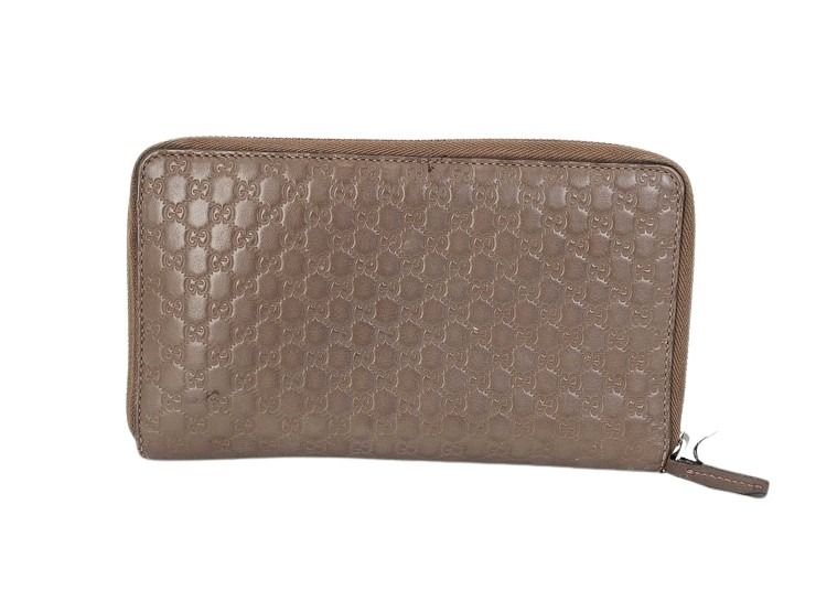 GUCCI グッチ 長財布 マイクログッチシマ トラベルドキュメントケース 391465 ブラウン系 レザー ユニセックス ラウンドファスナー オーガナイザー シルバー金具 美品