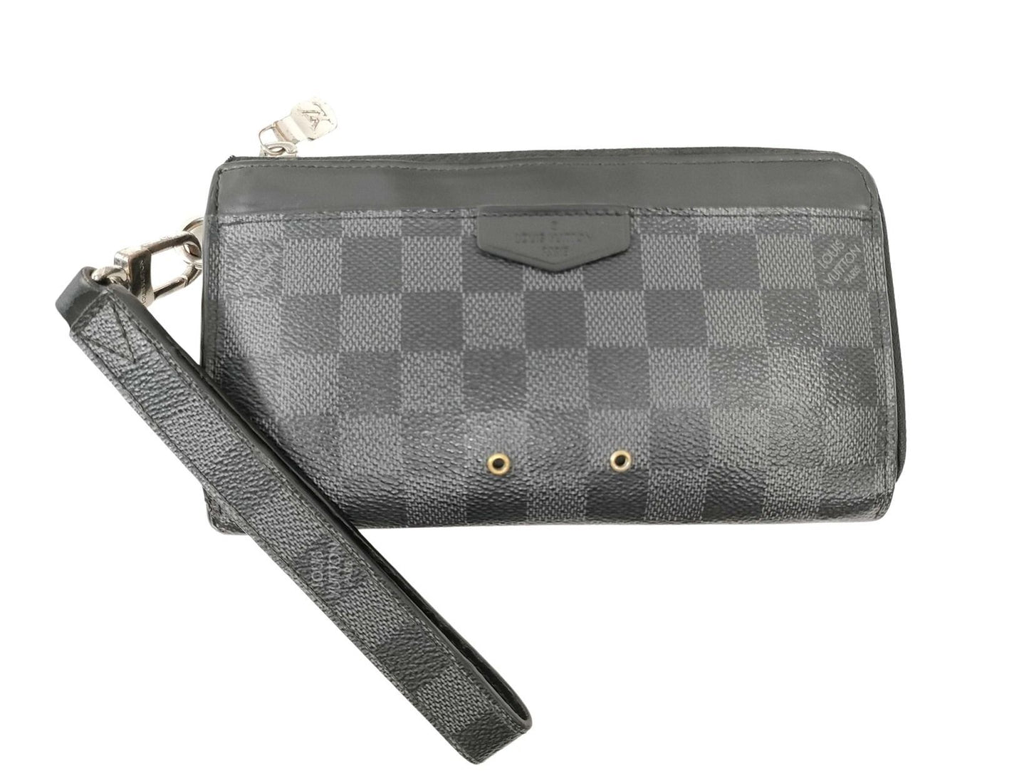 LOUIS VUITTON ルイヴィトン 長財布 ダミエ グラフィット ジッピー ドラゴンヌ N60379 ブラツク系 PVC レザー メンズ L字ファスナー リストレット シルバー金具 美品