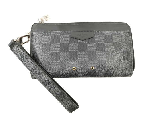 LOUIS VUITTON ルイヴィトン 長財布 ダミエ グラフィット ジッピー ドラゴンヌ N60379 ブラツク系 PVC レザー メンズ L字ファスナー リストレット シルバー金具 美品