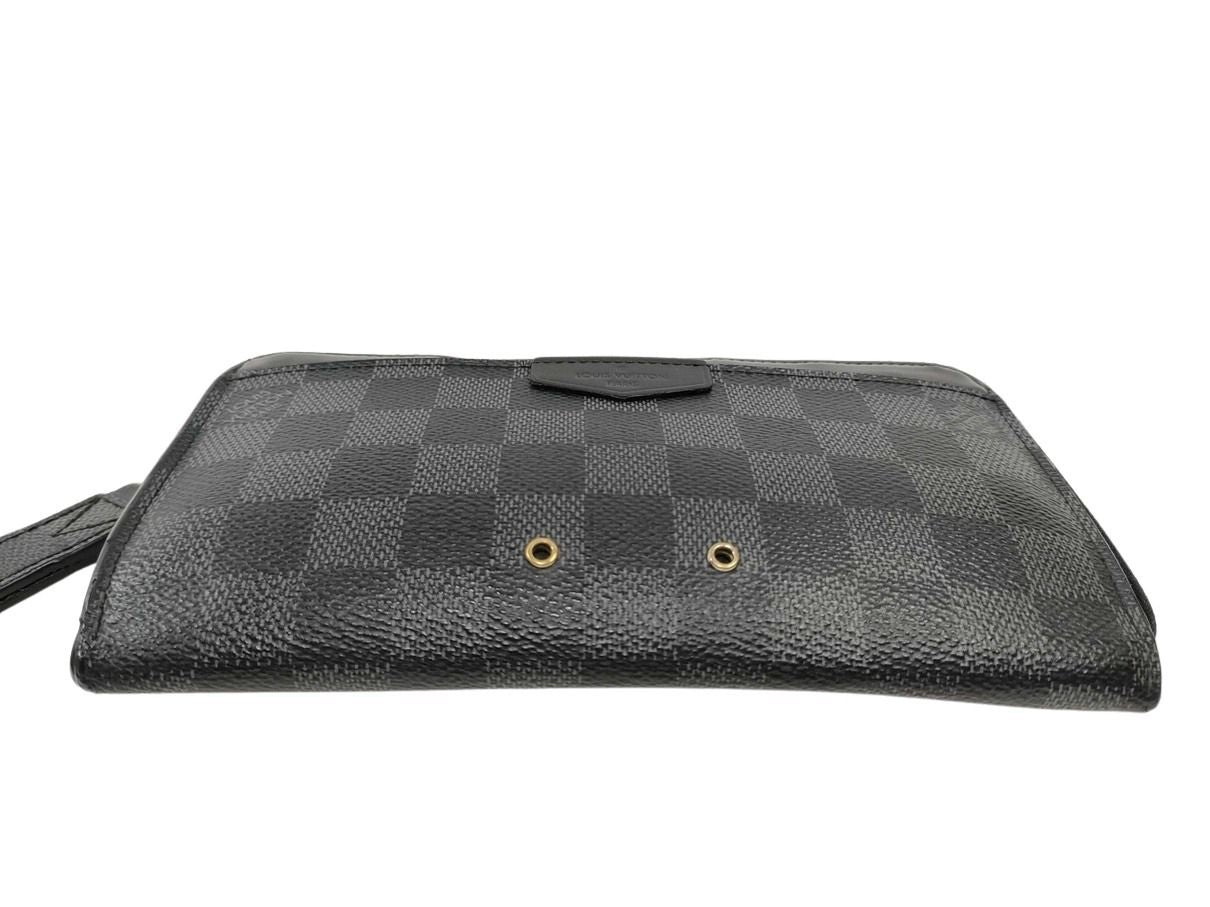LOUIS VUITTON ルイヴィトン 長財布 ダミエ グラフィット ジッピー ドラゴンヌ N60379 ブラツク系 PVC レザー メンズ L字ファスナー リストレット シルバー金具 美品