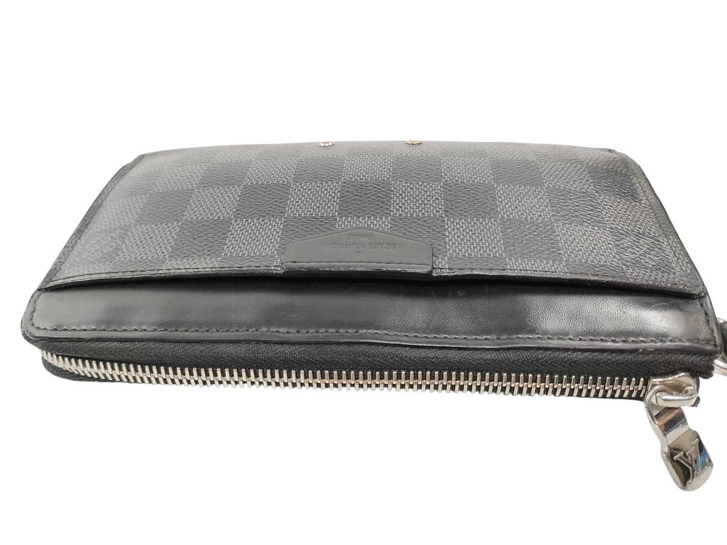 LOUIS VUITTON ルイヴィトン 長財布 ダミエ グラフィット ジッピー ドラゴンヌ N60379 ブラツク系 PVC レザー メンズ L字ファスナー リストレット シルバー金具 美品