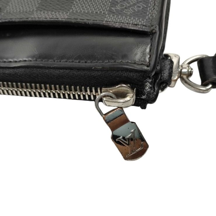 LOUIS VUITTON ルイヴィトン 長財布 ダミエ グラフィット ジッピー ドラゴンヌ N60379 ブラツク系 PVC レザー メンズ L字ファスナー リストレット シルバー金具 美品