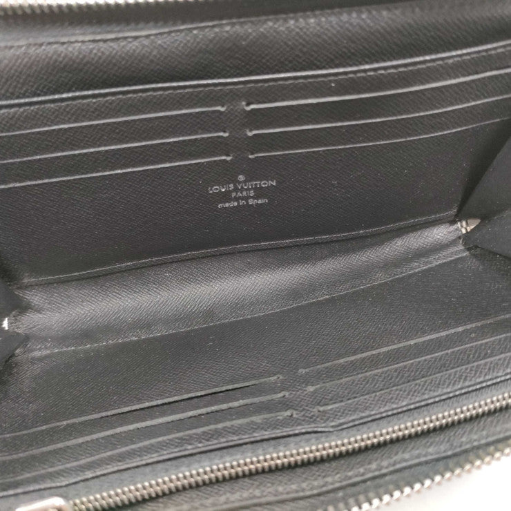 LOUIS VUITTON ルイヴィトン 長財布 ダミエ グラフィット ジッピー ドラゴンヌ N60379 ブラツク系 PVC レザー メンズ L字ファスナー リストレット シルバー金具 美品