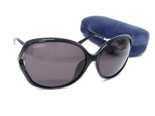 GUCCI グッチ サングラス インターロッキングG GG0076SK ブラック系 アセテート メタル レディース アジアンフィット 美品