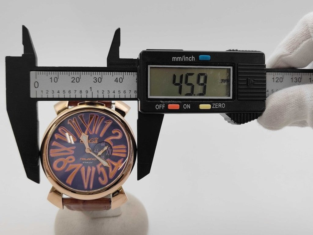 GaGa MILANO ガガミラノ 時計 マヌアーレ46 パープル系 ステンレス レザー メンズ 美品