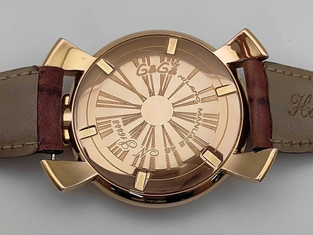 GaGa MILANO ガガミラノ 時計 マヌアーレ46 パープル系 ステンレス レザー メンズ 美品