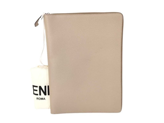FENDI フェンディ クラッチバッグ 7N0167 ベージュ系 レザー レディース シルバー金具 超美品