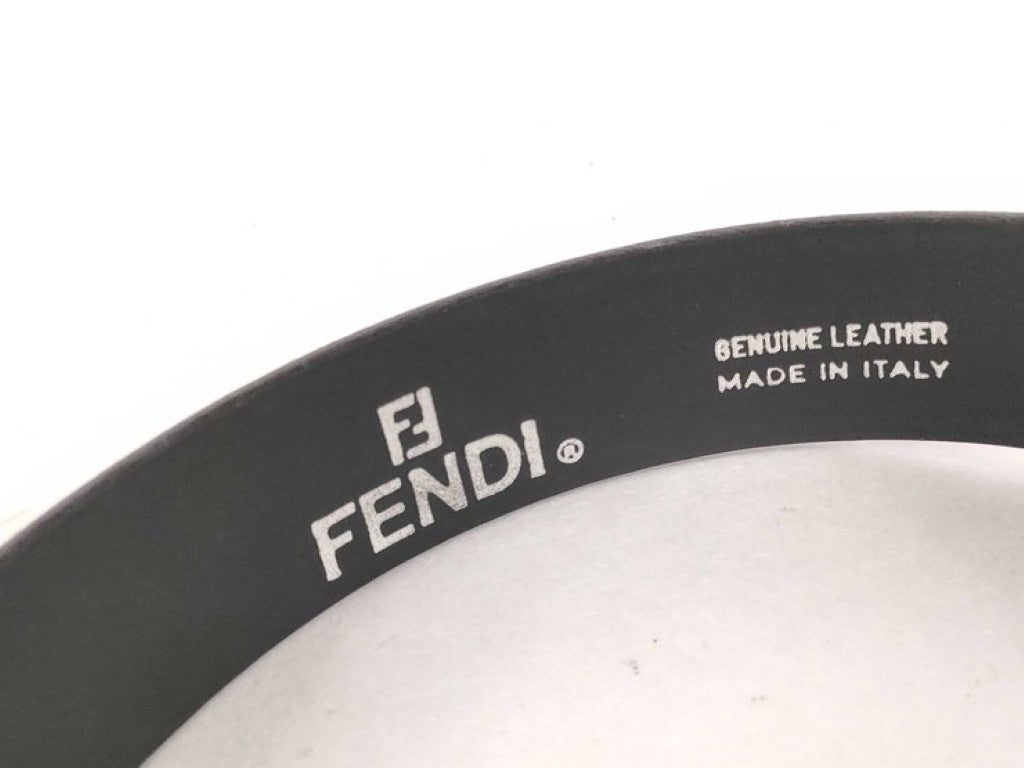 FENDI フェンディ ベルト ブラック系 レザー メンズ FF金具 シルバー金具 美品