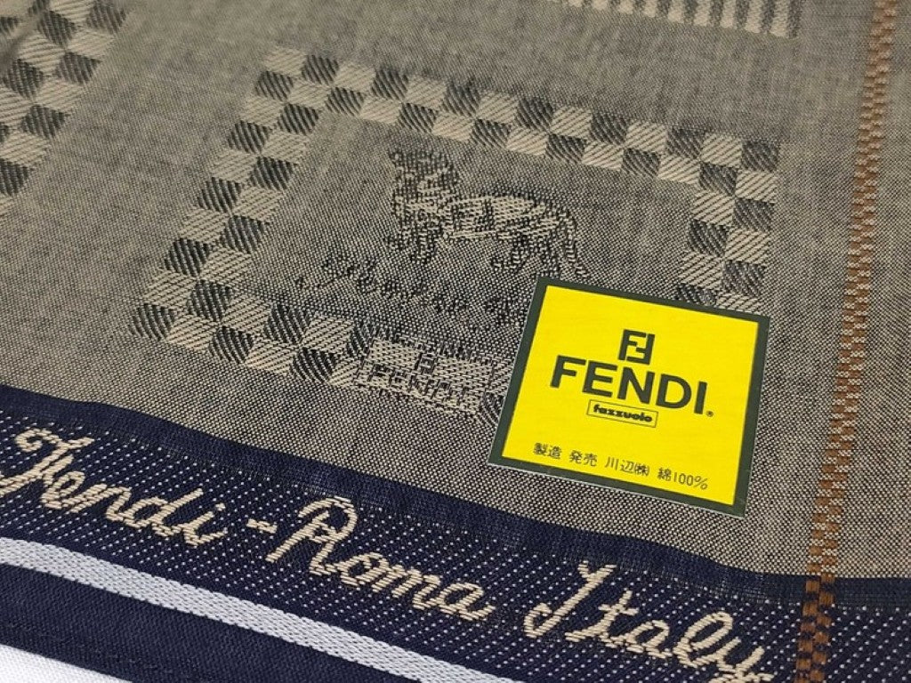 FENDI フェンディ ハンカチ ブラウン系 コットン ユニセックス アニマル柄 新品未使用展示品