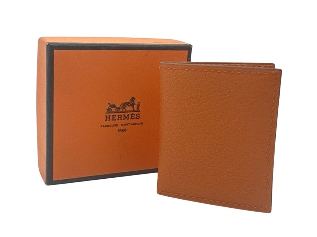 HERMES エルメス フォトケース オレンジ系 レザー ユニセックス 美品