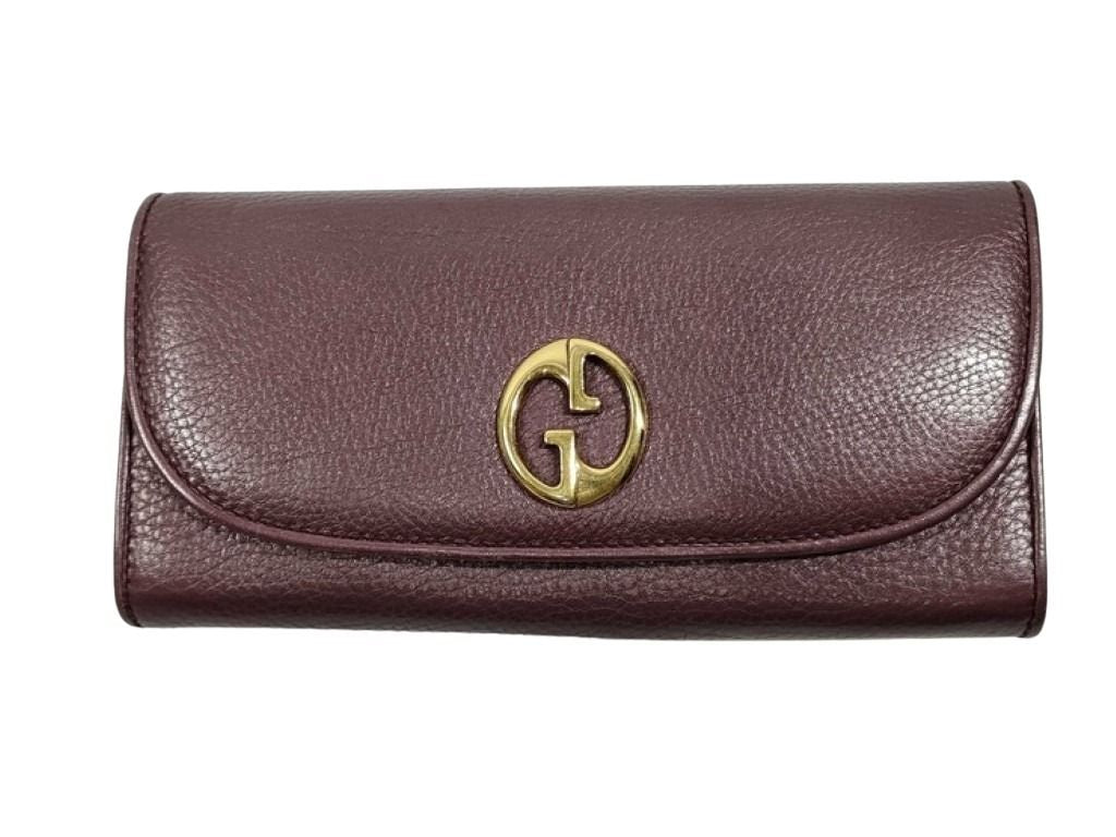 GUCCI グッチ 長財布 ダブルG コンチネンタルウォレット 245739 ボルドー系 レザー レディース 二つ折り ゴールド金具 美品