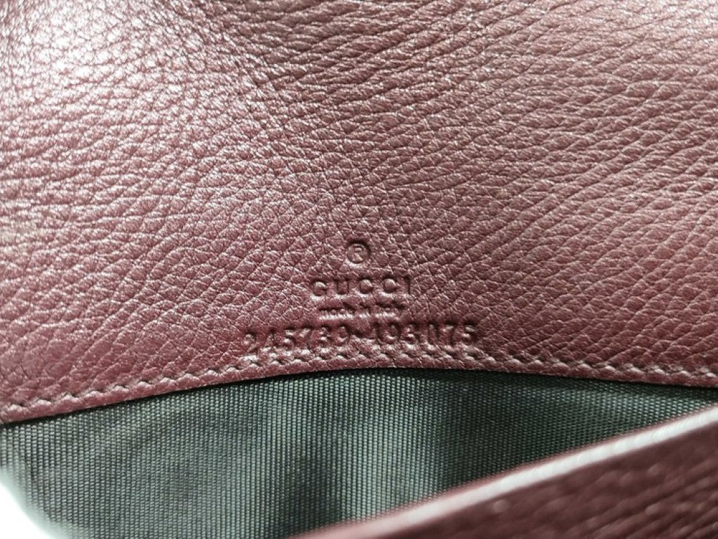GUCCI グッチ 長財布 ダブルG コンチネンタルウォレット 245739 ボルドー系 レザー レディース 二つ折り ゴールド金具 美品