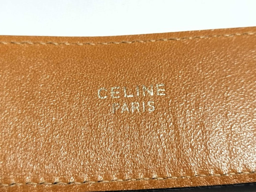 CELINE セリーヌ ベルト ダブルバックル ブラウン系 レザー レディース ゴールド金具 美品