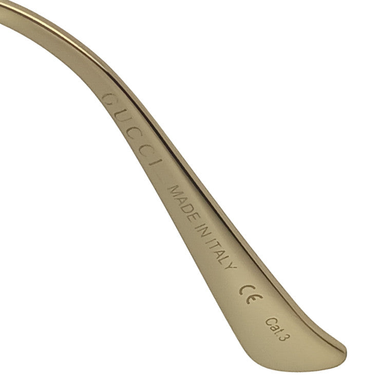 GUCCI グッチ サングラス インターロッキングG ウェブストライプ GG0225S ゴールド ネイビー レッド系 メタル レディース 美品