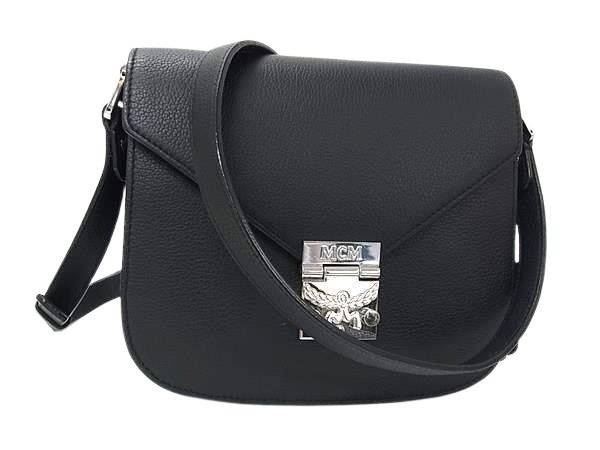 MCM エムシーエム ショルダーバッグ パトリシア MWS7SPA15BK001 ブラック系 レザー レディース シルバー金具 美品