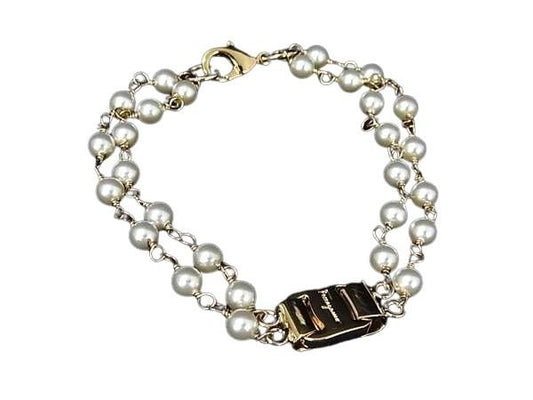 Salvatore Ferragamo フェラガモ ブレスレット ヴァラ ゴールド メタル レディース パール 美品