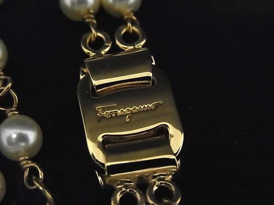 Salvatore Ferragamo フェラガモ ブレスレット ヴァラ ゴールド メタル レディース パール 美品