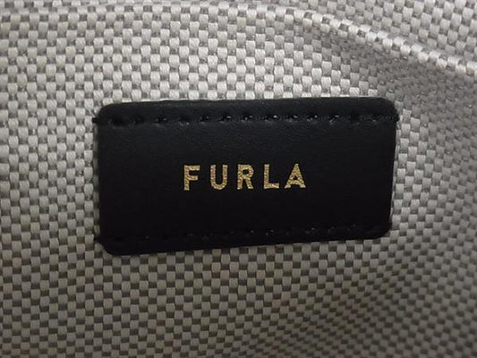 FURLA フルラ ハンドバッグ ヴィットリア アイボリー オレンジ キャンバス レザー レディース 超美品