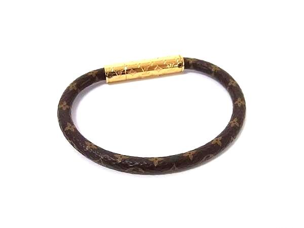 LOUIS VUITTON ルイヴィトン ブレスレット ブラスレ・LVコンフィデンシャル M8274F ブラウン モノグラム ユニセックス ゴールド金具 美品