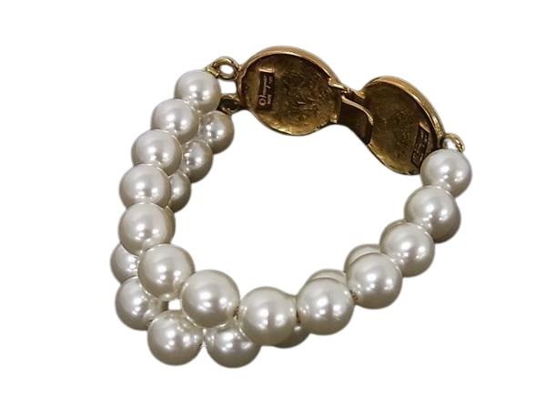 Salvatore Ferragamo フェラガモ ブレスレット ゴールド アイボリー メタル レディース パール 美品