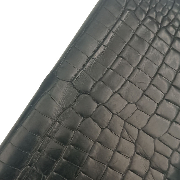 HERMES エルメス 長財布 MC2フレミング ブラック アリゲーター メンズ 二つ折り財布 マット