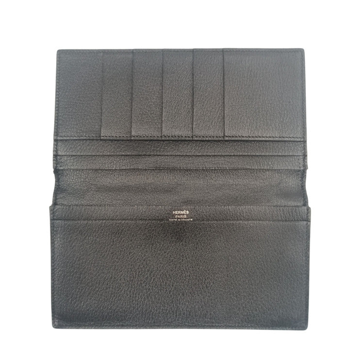 HERMES エルメス 長財布 MC2フレミング ブラック アリゲーター メンズ 二つ折り財布 マット