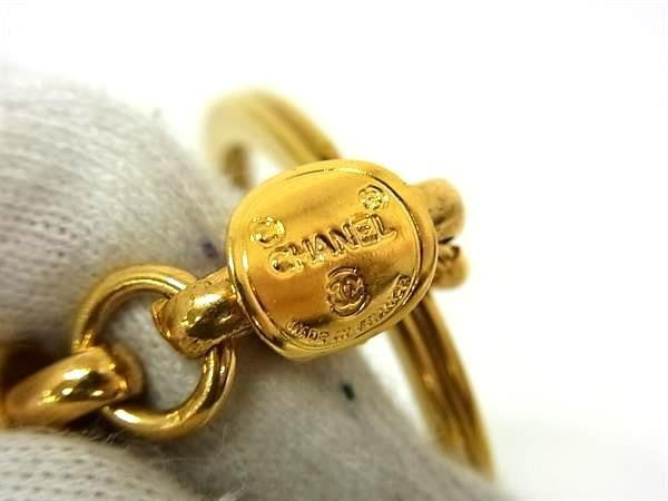 CHANEL シャネル バッグチャーム ココマーク ゴールド系 メタル ユニセックス キーホルダー キーリング 美品