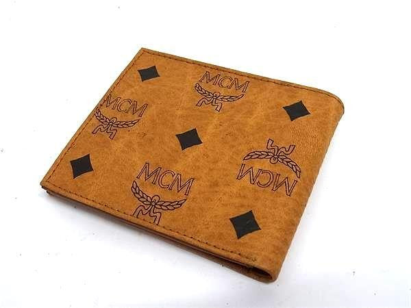 MCM エムシーエム 二つ折り財布 ヴィセトス ロゴグラム コニャック系 レザー メンズ モノグラム 美品