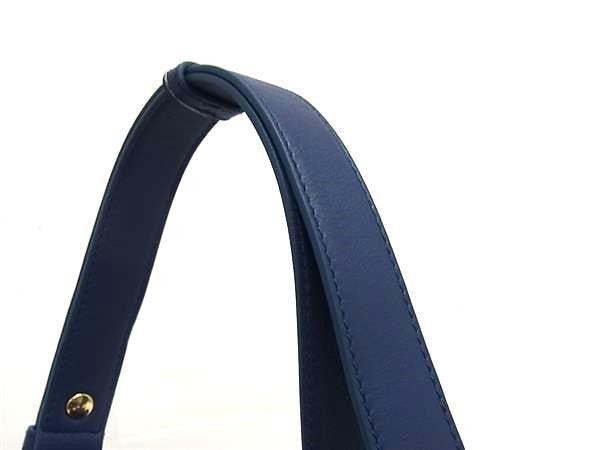 SALVATORE FERRAGAMO フェラガモ ショルダーバッグ ガンチーニ AU-21/F269 ブルー系 レザー レディース ドローストリング 2WAY ゴールド金具 美品