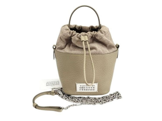 Maison Margiela メゾン マルジェラ ハンドバッグ 5AC S61WG0035 グレージュ系 レザー レディース 2WAY ショルダーバッグ バケットバッグ シルバー金具 美品