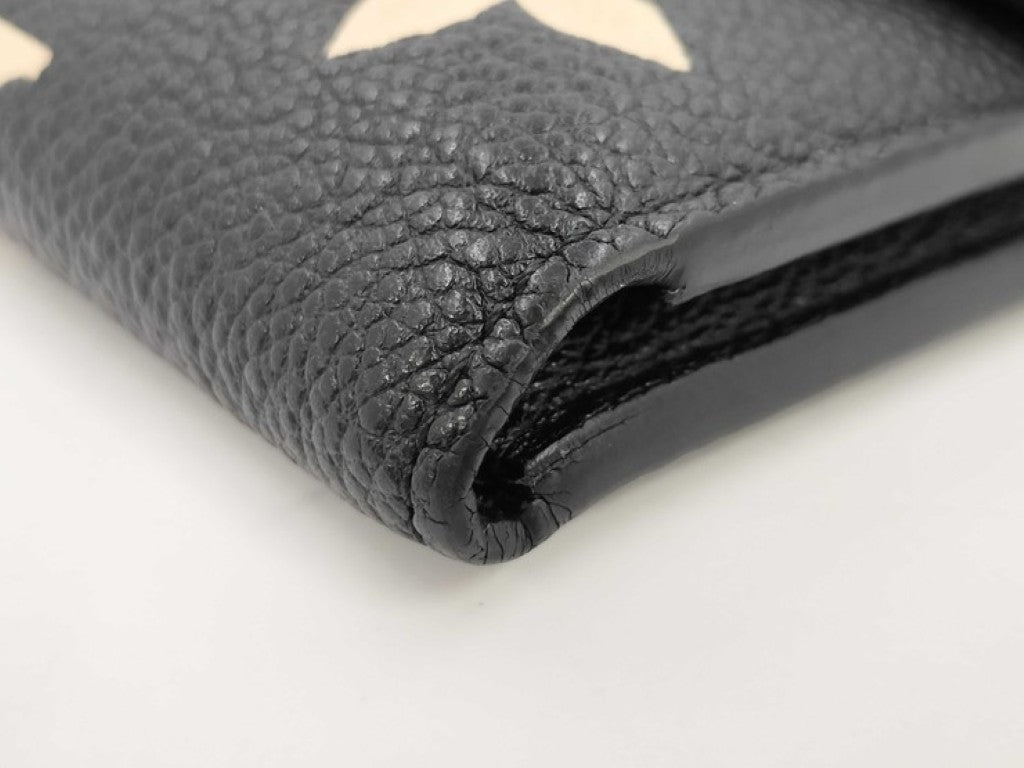 LOUIS VUITTON ルイヴィトン 三つ折り財布 ヴィクトリーヌ M80968 ブラック ベージュ系 バイカラー モノグラム アンプラント レディース ゴールド金具 美品