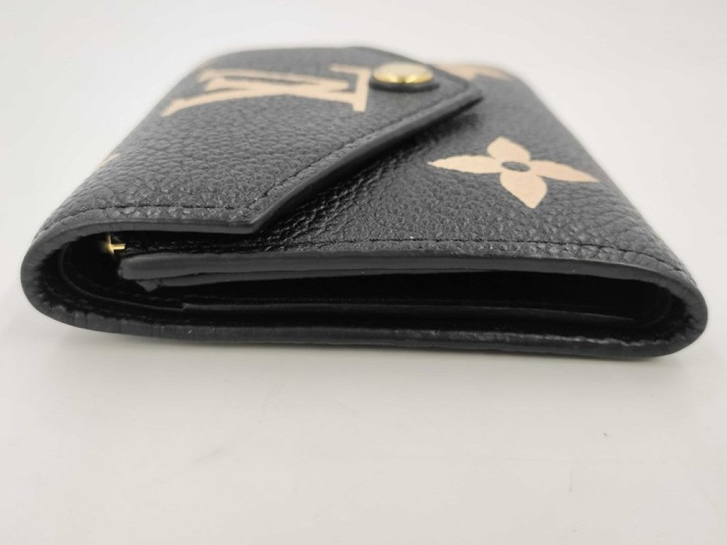 LOUIS VUITTON ルイヴィトン 三つ折り財布 ヴィクトリーヌ M80968 ブラック ベージュ系 バイカラー モノグラム アンプラント レディース ゴールド金具 美品
