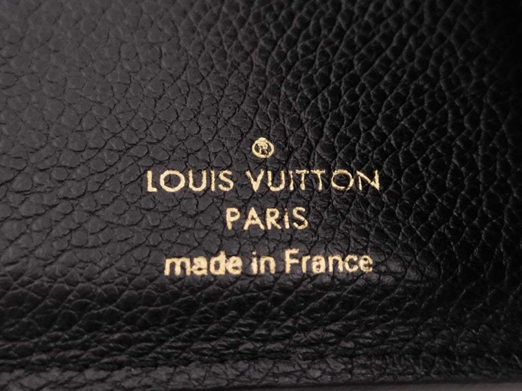 LOUIS VUITTON ルイヴィトン 三つ折り財布 ヴィクトリーヌ M80968 ブラック ベージュ系 バイカラー モノグラム アンプラント レディース ゴールド金具 美品
