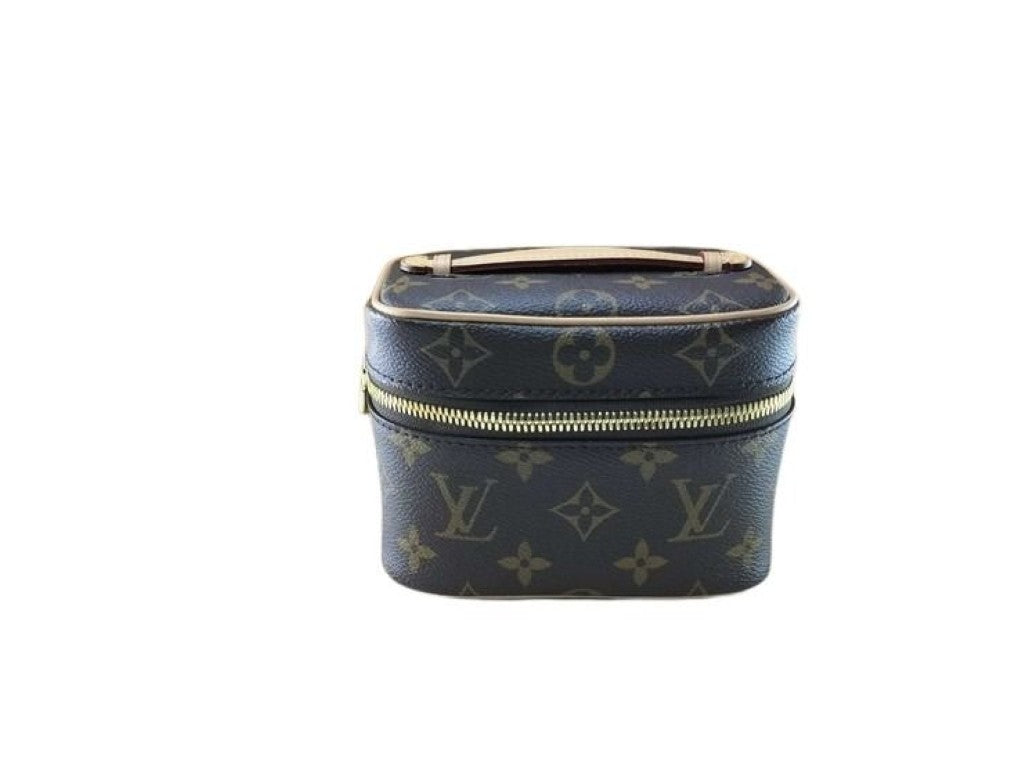 LOUIS VUITTON ルイヴィトン ハンドバッグ ニース ナノ M44936 ブラウン系 モノグラム レディース バニティバッグ ゴールド金具 美品