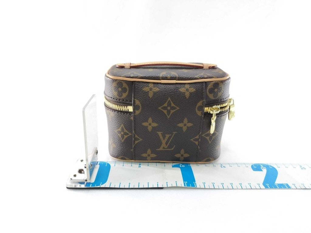LOUIS VUITTON ルイヴィトン ハンドバッグ ニース ナノ M44936 ブラウン系 モノグラム レディース バニティバッグ ゴールド金具 美品
