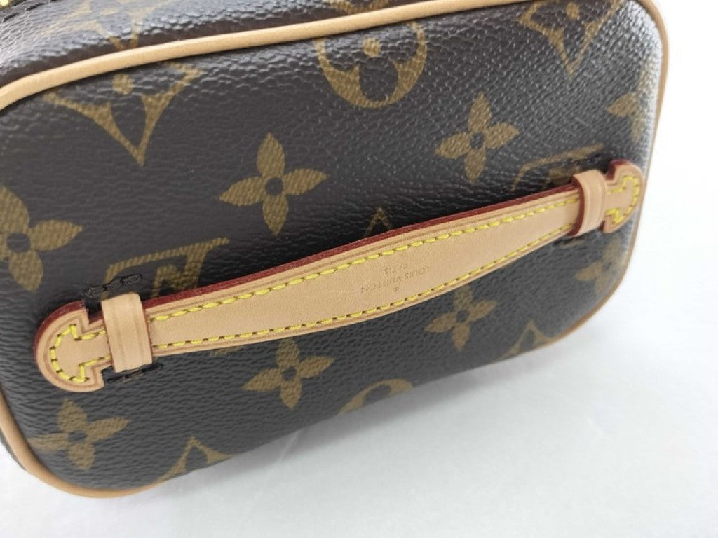 LOUIS VUITTON ルイヴィトン ハンドバッグ ニース ナノ M44936 ブラウン系 モノグラム レディース バニティバッグ ゴールド金具 美品