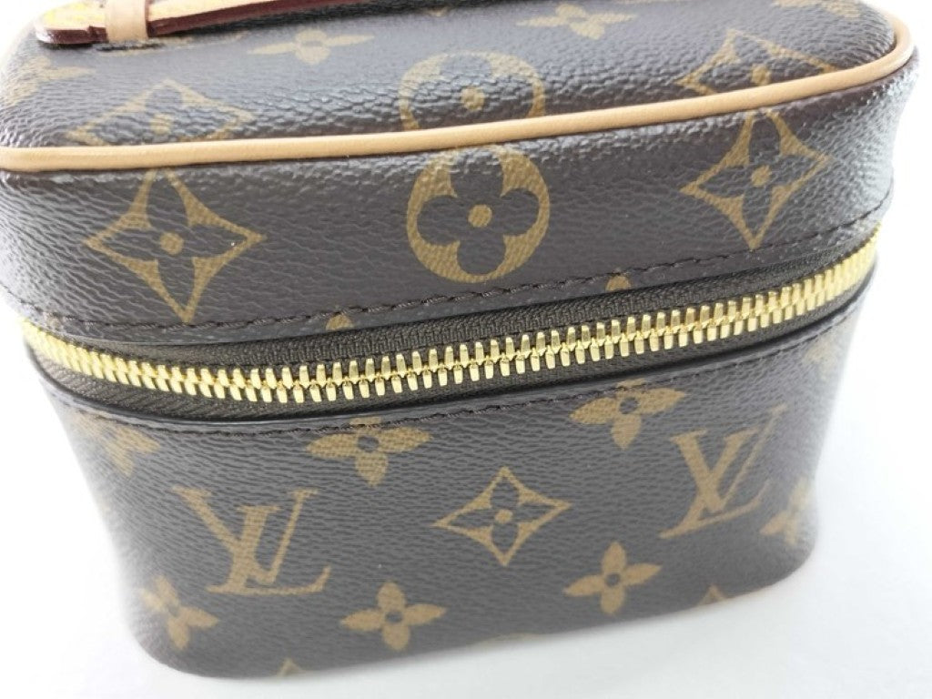 LOUIS VUITTON ルイヴィトン ハンドバッグ ニース ナノ M44936 ブラウン系 モノグラム レディース バニティバッグ ゴールド金具 美品