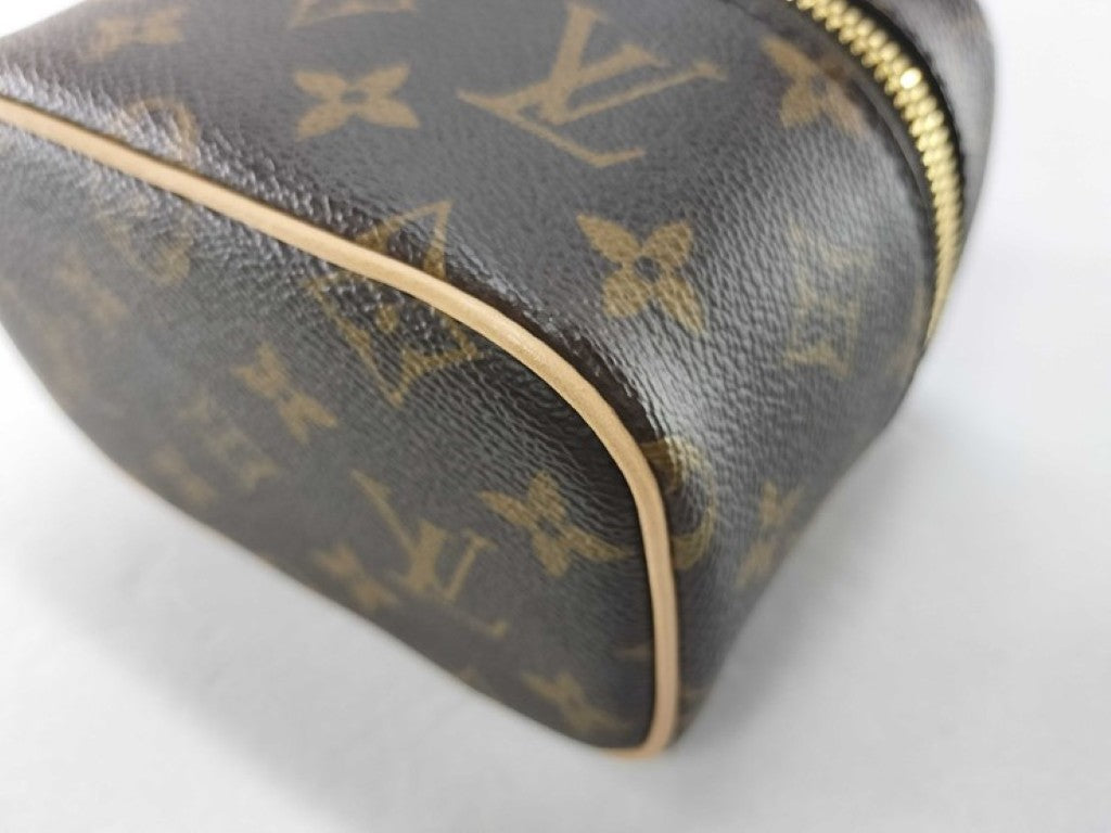 LOUIS VUITTON ルイヴィトン ハンドバッグ ニース ナノ M44936 ブラウン系 モノグラム レディース バニティバッグ ゴールド金具 美品