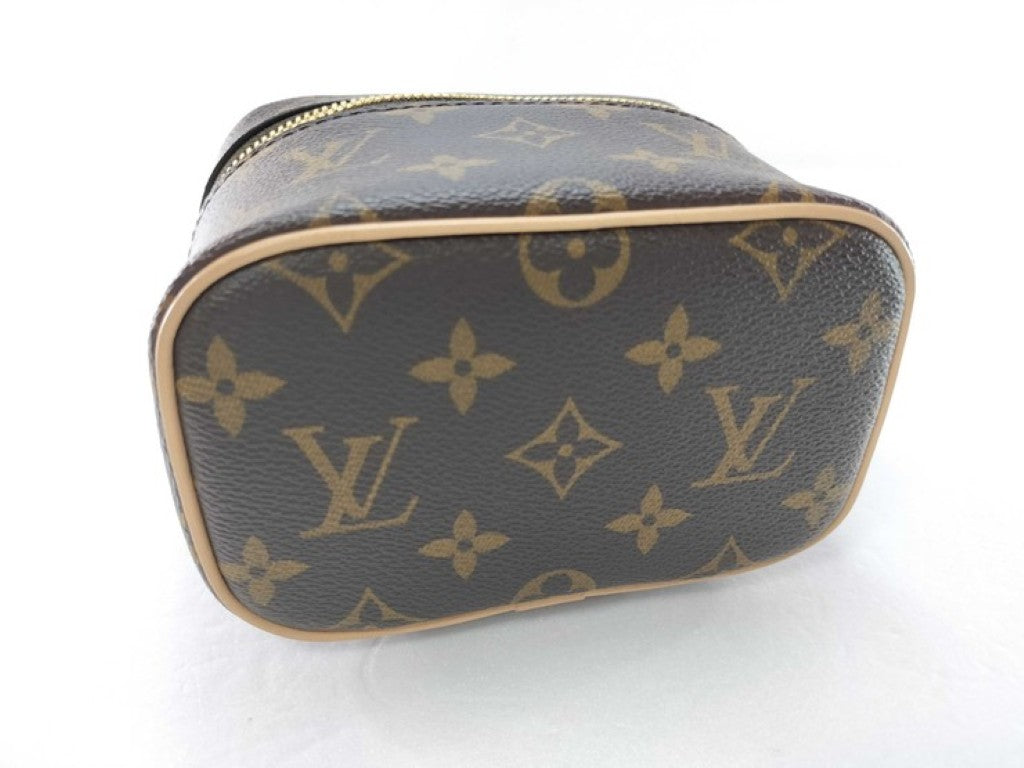LOUIS VUITTON ルイヴィトン ハンドバッグ ニース ナノ M44936 ブラウン系 モノグラム レディース バニティバッグ ゴールド金具 美品