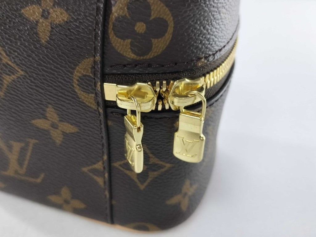 LOUIS VUITTON ルイヴィトン ハンドバッグ ニース ナノ M44936 ブラウン系 モノグラム レディース バニティバッグ ゴールド金具 美品
