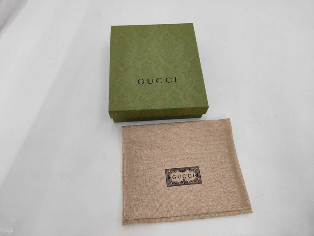 GUCCI グッチ 二つ折り財布 スクリプト 772640 グレー系 レザー レディース ロゴ L字ファスナー ゴールド金具 美品