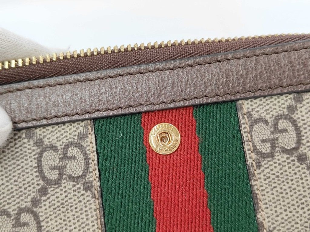 GUCCI グッチ 二つ折り財布 オフディア 725662 ブラウン ベージュ系 GGスプリーム レザー ユニセックス ゴールド金具 美品