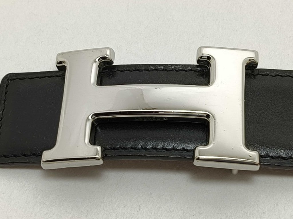 HERMES エルメス ベルト コンスタンス Hベルト ブラック ゴールド系 レザー ユニセックス リバーシブル シルバー金具 美品