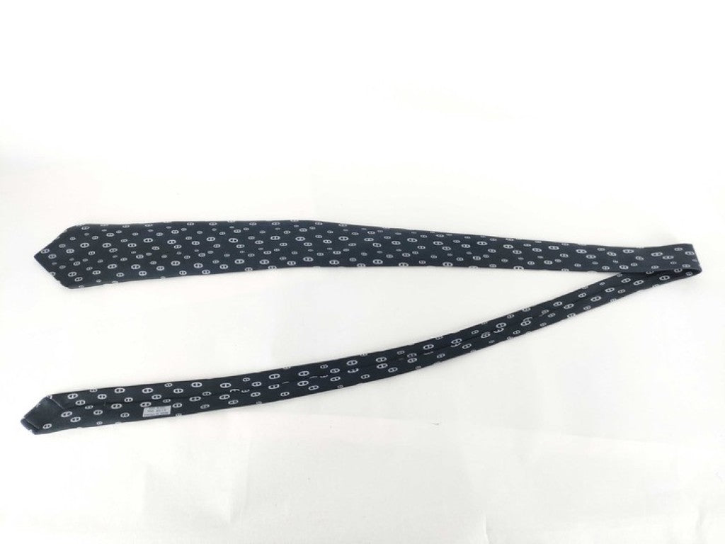 HERMES エルメス ネクタイ シェーヌダンクル ブラック系 シルク100％ メンズ 美品