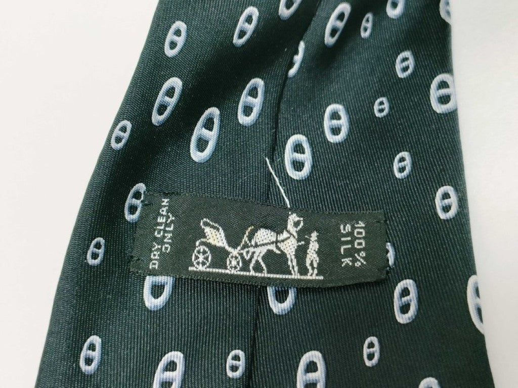 HERMES エルメス ネクタイ シェーヌダンクル ブラック系 シルク100％ メンズ 美品