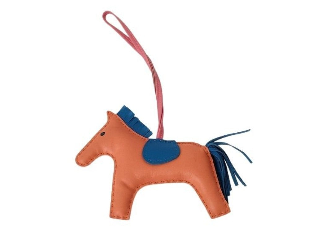HERMES エルメス バッグチャーム ロデオ MM オレンジポピー ブルーザンジバル ローズアザレ系 アニョーミロ レディース 美品
