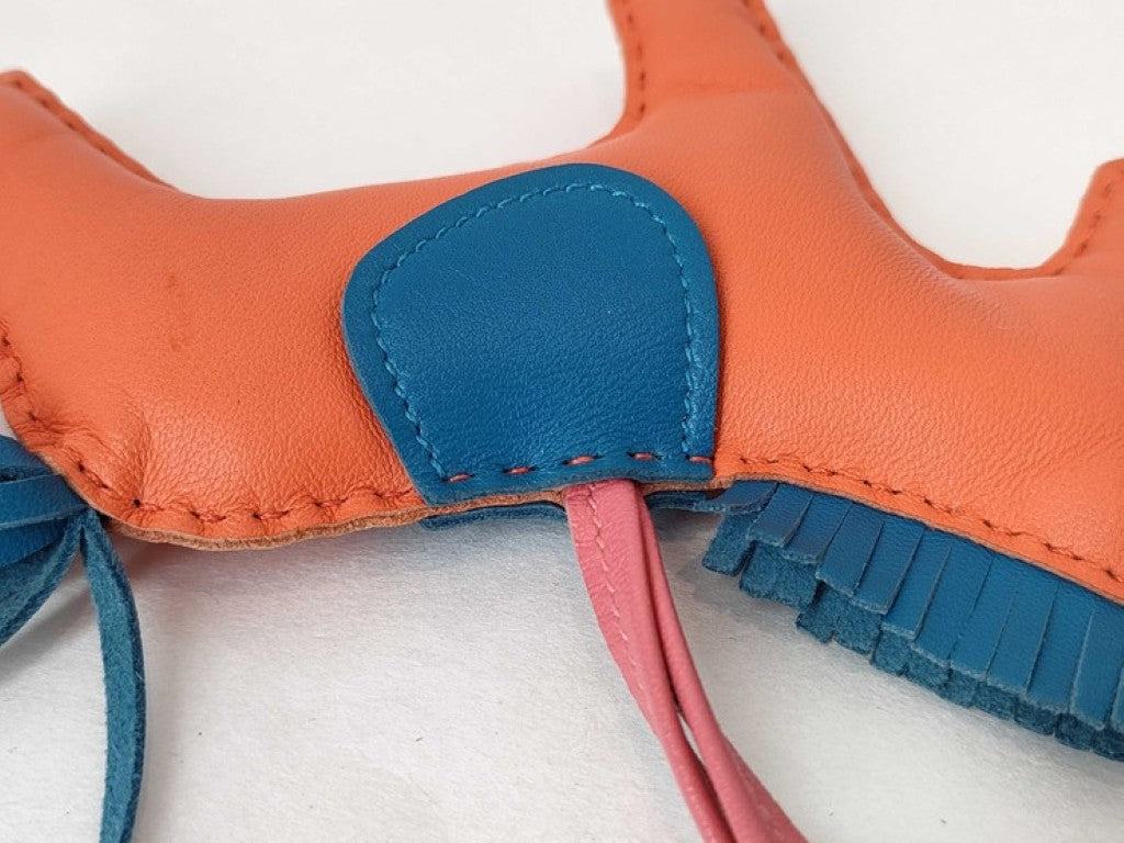 HERMES エルメス バッグチャーム ロデオ MM オレンジポピー ブルーザンジバル ローズアザレ系 アニョーミロ レディース 美品