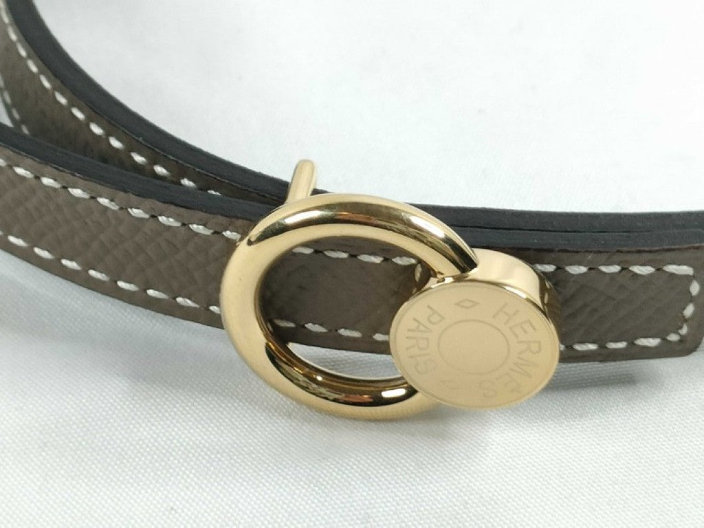 HERMES エルメス ベルト セリエ ミニ エトゥープ ブラック系 レザー レディース リバーシブル ゴールド金具